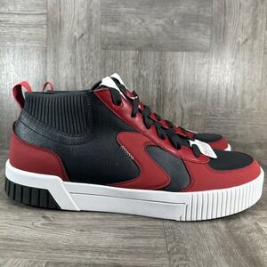 Skechers Court & Classics Mens 12 Black Red Leather Mid Top Sneaker NEW 254046